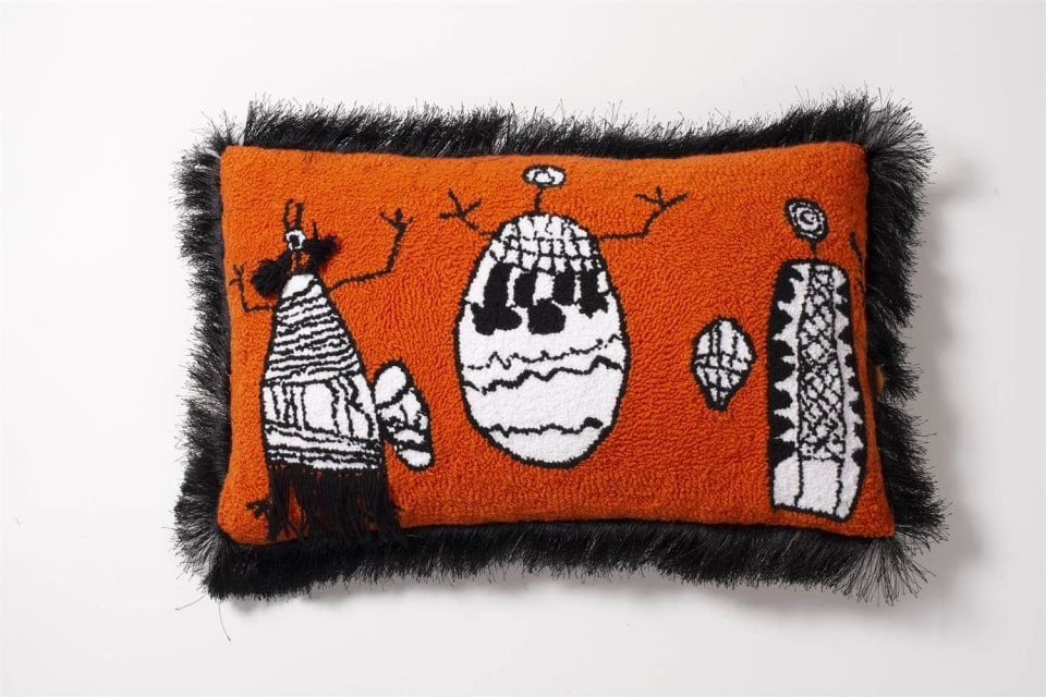 AFRICAN FUNNY GIRLS ORANGE Punch Yastık